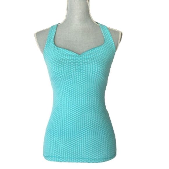Lucy Turquoise and White Power Max Tank Top Size S - Picture 1 of 3
